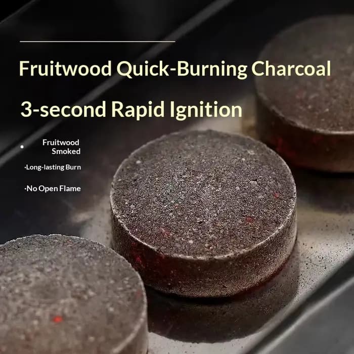 Charbon à combustion rapide, charbon de fruits, sans fumée pour l'extérieur, adapté au barbecue, à la préparation du thé et au chicha