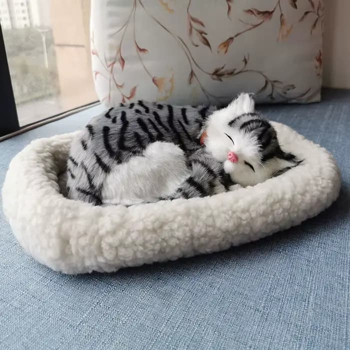 Simulation de chat respiratoire, modèle d'animal de compagnie, ornements en peluche, chat endormi, chien, décoration de la maison, accessoires de photographie, artisanat, cadeau d'anniversaire B