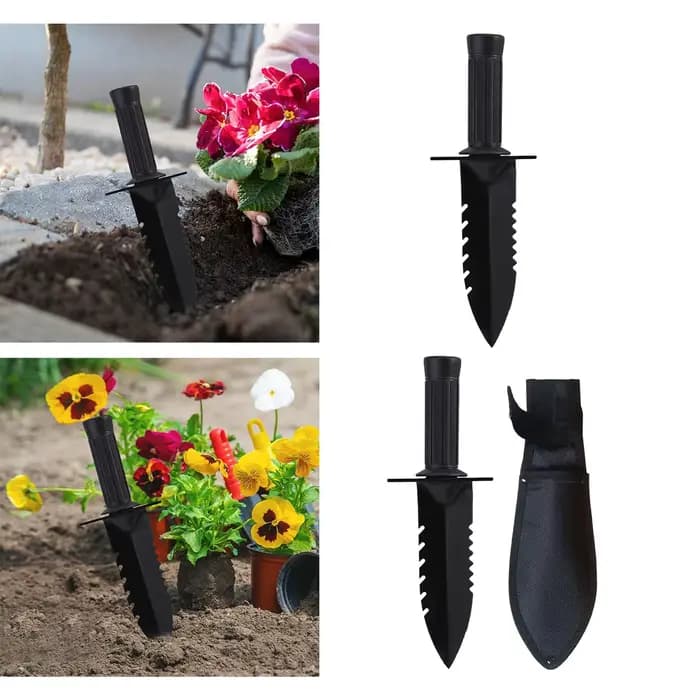 Truelle de jardin en fer à bord dentelé pour la plantation de fleurs et les projets d'agriculture en extérieur