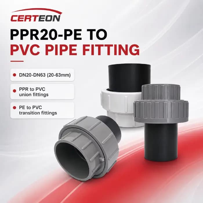 Raccord PPR vers PVC DN20-DN63 Adaptateur de Tuyau pour Eau Irrigation Plomberie Maison Connecteur Plastique pour Canalisation et Réseau d’Alimentation en Eau