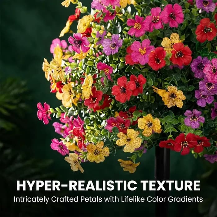 Petunias artificiels avec piquet de fixation pour l'extérieur, fausses fleurs pour jardin, cour, jardinière et véranda, pour la décoration intérieure et extérieure de la maison