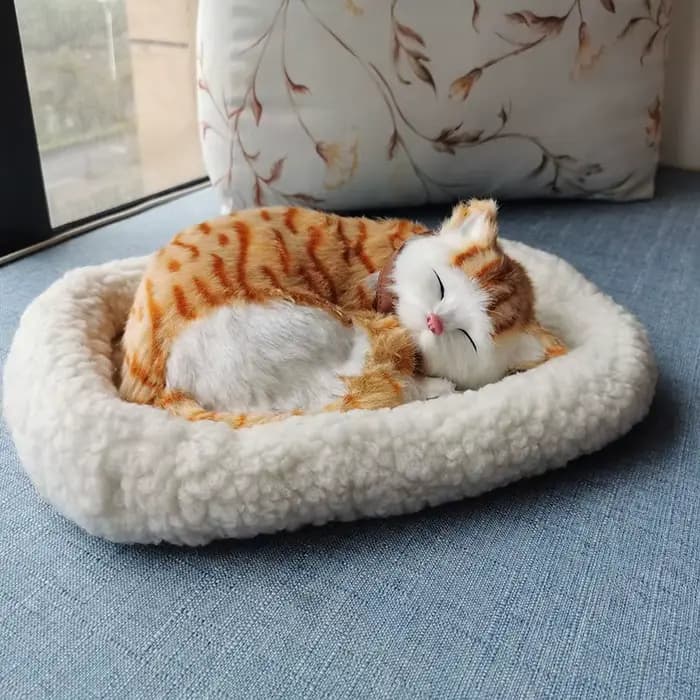 Simulation de chat respiratoire, modèle d'animal de compagnie, ornements en peluche, chat endormi, chien, décoration de la maison, accessoires de photographie, artisanat, cadeau d'anniversaire B