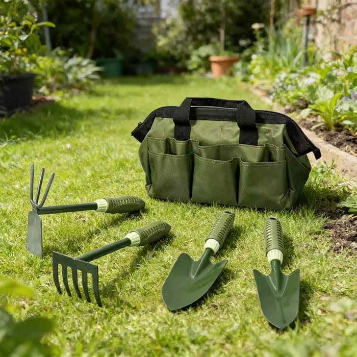 Ensemble de 5 outils de jardin comprenant une pelle