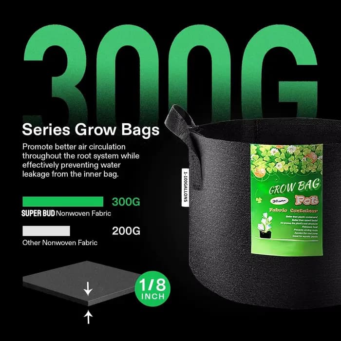 Sacs de Culture en Tissu Non Tissé Épais avec Poignée, 1 Pièce, Pots d'Niket d'Extérieur, Jardin, 1/