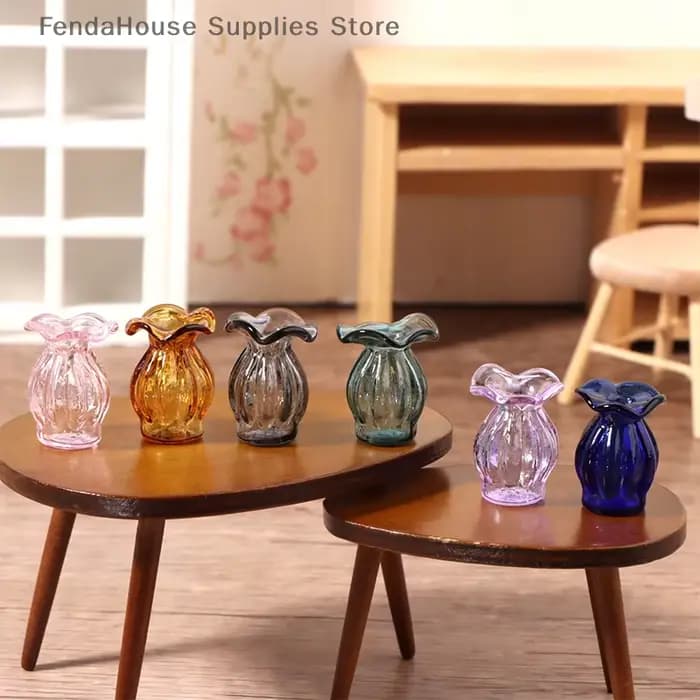 Vase en verre miniature pour maison de poupée 1:12