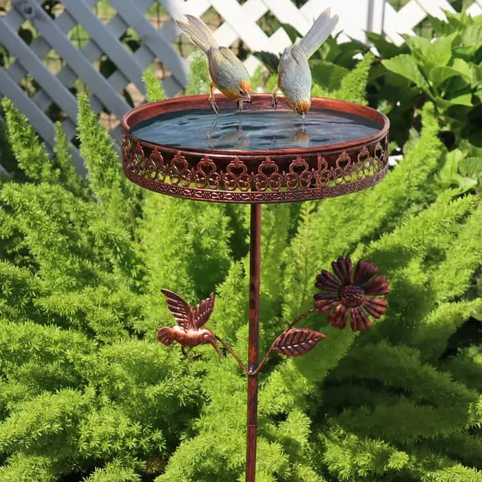 Bol de bain d'oiseau/alimentation autoportant vintage, adapté au jardin, au patio et à la décoration
