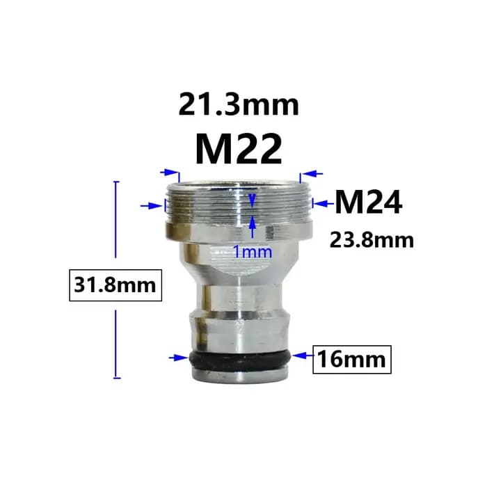 Coupleur de robinet d'eau en laiton argenté M16 M18 M20 M22 M24 M28