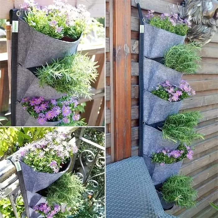 Sacs de plantation en tissu feutre vertical, 6 poches, mur de jardin, confection de plantes vertes v