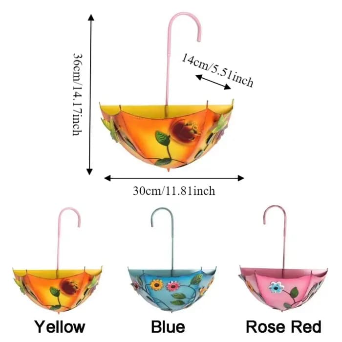 Pot de fleurs rustique en fer en forme de parapluie