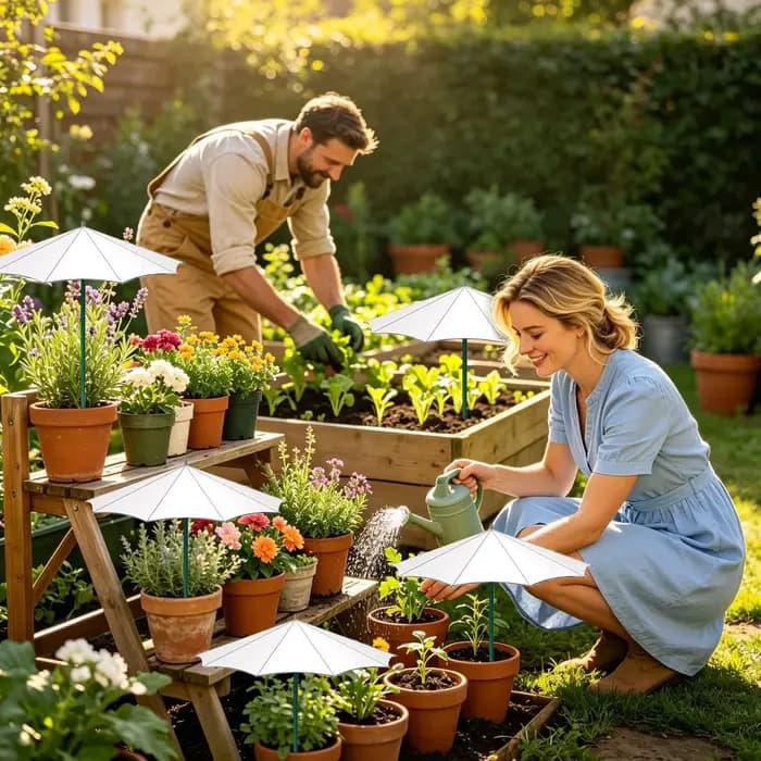 Parasols pour plantes (3 pièces) – Protection solaire UV pour semis et jeunes plants – Idéal pour jardiniers et légumes de balcon