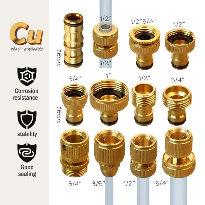 Connecteur rapide de robinet en laiton 1/2 ''3/4'' 1 '', adaptateur de couplage de tuyau en cuivre 1