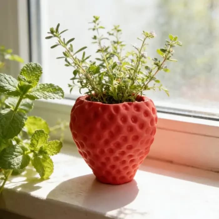 Pot de fleurs amusant imprimé en 3D en forme de fraise