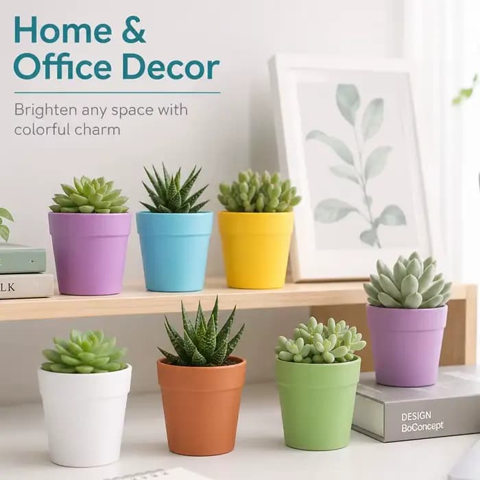 10 pots de fleurs miniatures ronds en plastique pour plantes succulentes