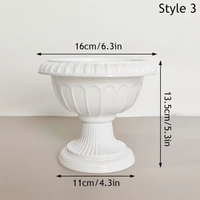 Pot de fleurs en plastique blanc de style urne romaine, vase sur piédestal, pot de fleurs polyvalent
