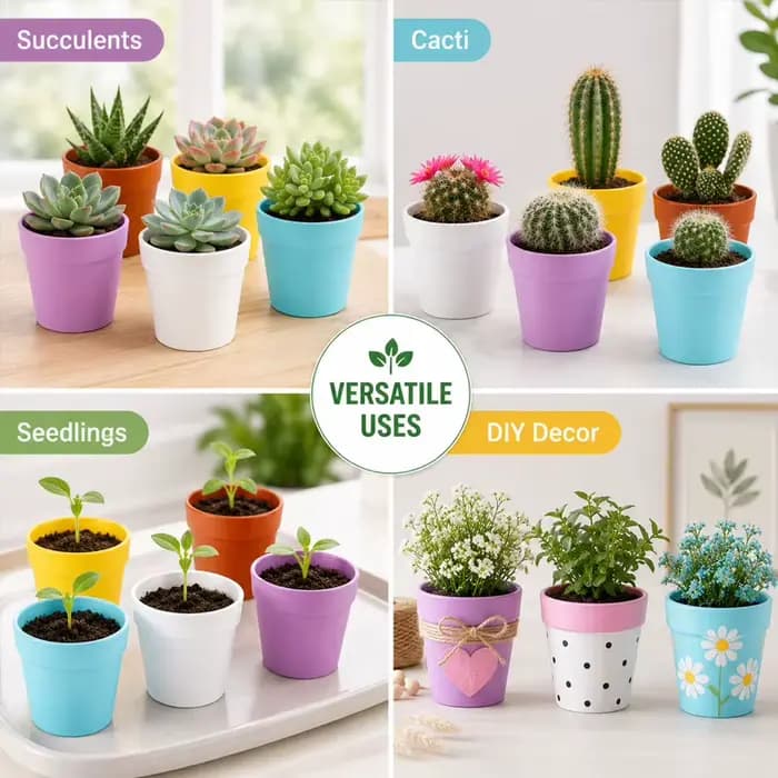 10 pots de fleurs miniatures ronds en plastique pour plantes succulentes