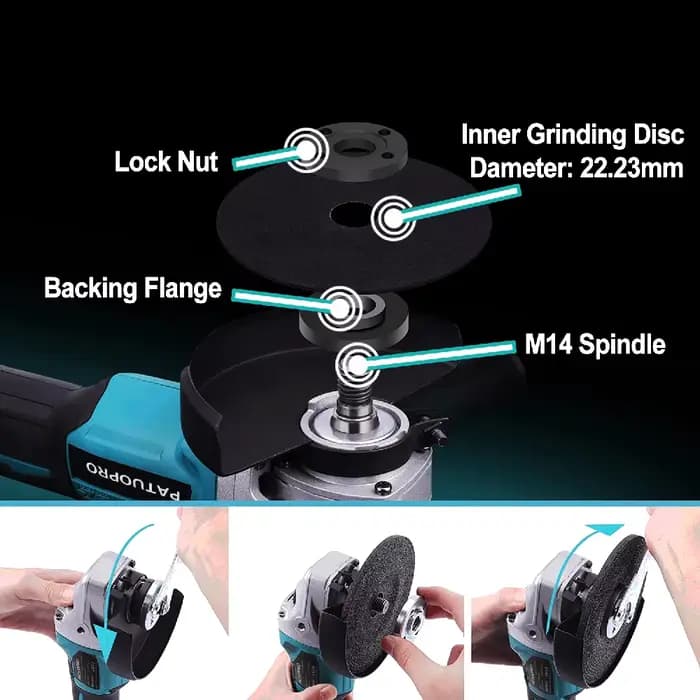 PATUOPRO-Meuleuse d'angle électrique sans balais, machine de découpe sans fil, outil électrique de p