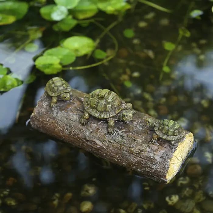 Charmante Statue de jardin de tortue flottante, Figurine d'animal en résine rustique pour décor d'ét