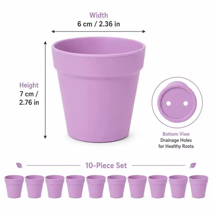 10 pots de fleurs miniatures ronds en plastique pour plantes succulentes, décoration intérieure et e