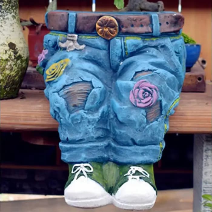 Sculpture de décoration de jardin en jean Vintage en résine, Pot de fleur d'extérieur pour balcon, cour, jardinage, conteneur de plantes décoratif Durable, 1 pièce
