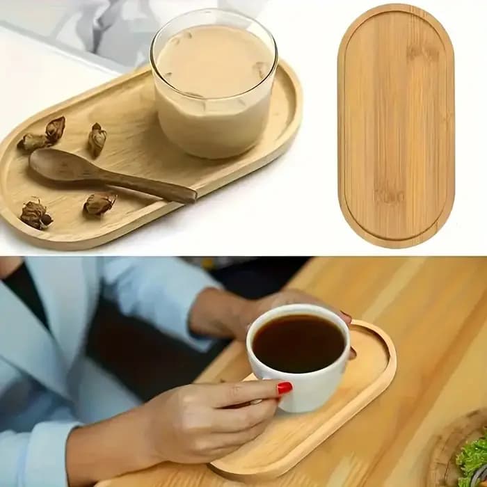 Plateau de rangement en bambou pour la maison, rangement pour bijoux et tasses à thé, dessous de verre en polymère, pour la cuisine, T1