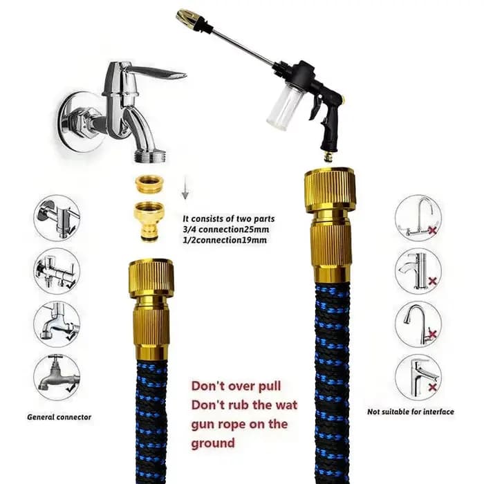 Tuyau d'arrosage extensible avec buse haute pression