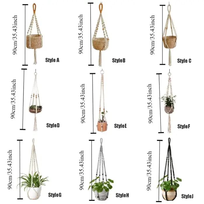 Support de pot de fleurs suspendu en corde de coton style bohème
