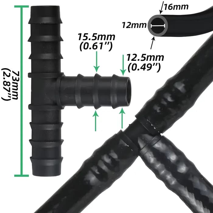 10 pièces 16mm tuyau d'irrigation barbe té arrosage connecteur rapide pour système d'égouttage de ja