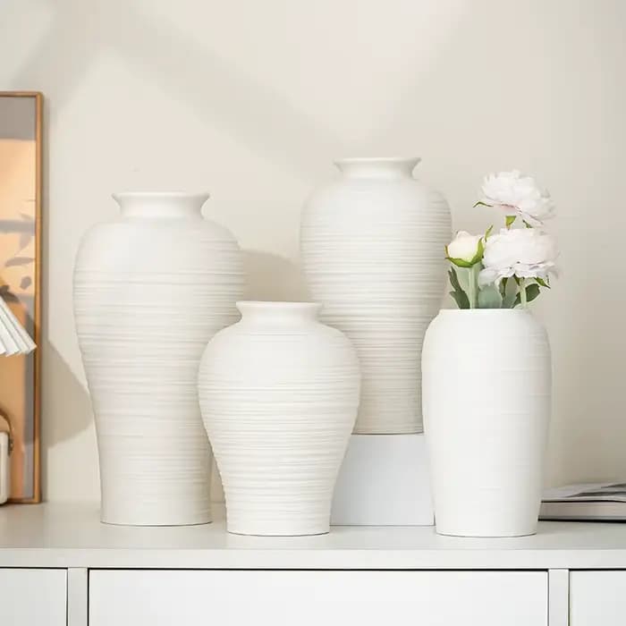 Vases en céramique, Design rond blanc