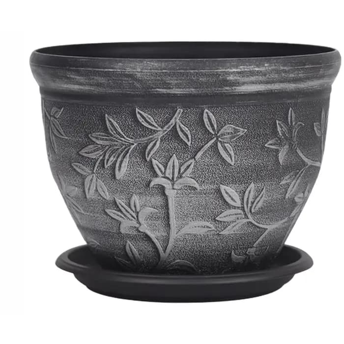 Pot de fleurs en résine de style européen avec trous de drainage et plateau pour balcon intérieur