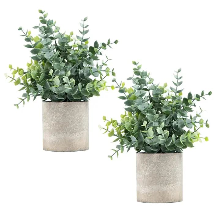 Paquet de 2 petites fausses plantes d'eucalyptus