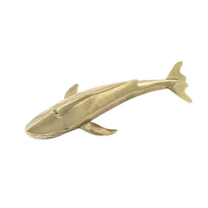 Baleine Bleu Océan en Laiton Pur Massif, Grande Figurine Auckland, Décoration Créative de Bureau de
