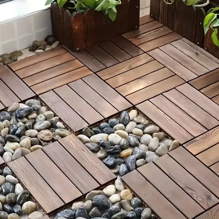 Planches en bois pour balcon et cour, plancher en bois massif satisfait pour jardin, plast en bois a