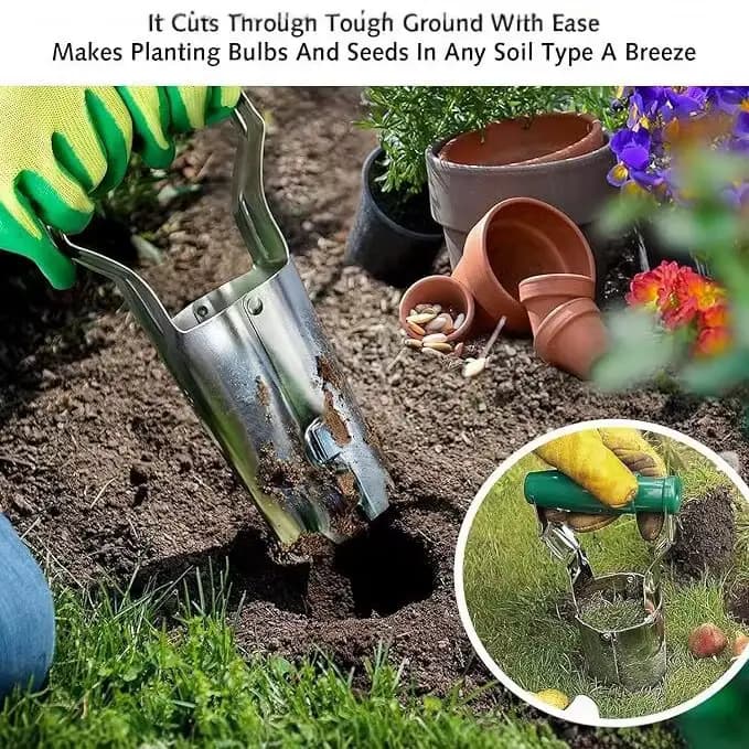 Outil de plantation de légumes avec fonction de transplanteur de semis et de perceuse à trous pour le jardinage