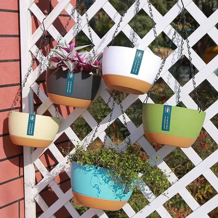 Jardinières suspendues durables à arrosage automatique, Pot de plantes hydroponiques en plastique ép
