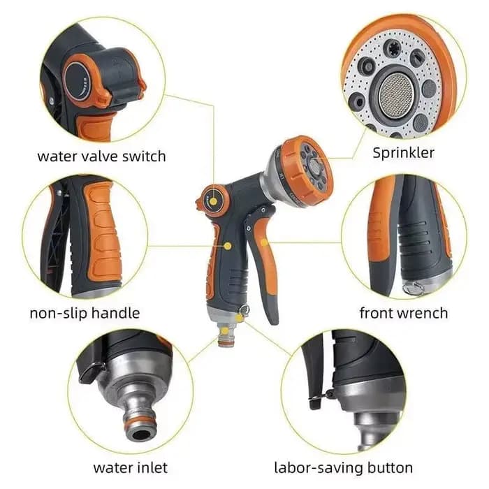 Pistolet d'arrosage pour tuyau d'arrosage de jardin, buse réglable, pistolet à eau pour l'irrigation