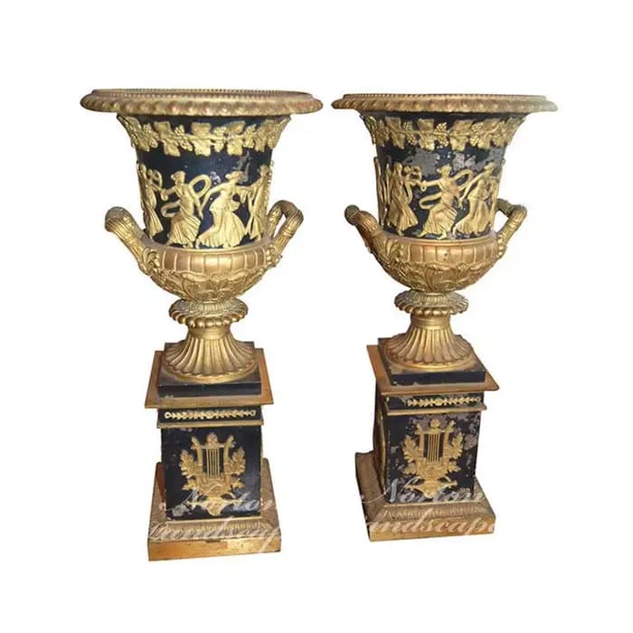 Vase décoratif moderne en laiton et métal pour jardin extérieur, plancher de maison utilisant de gra