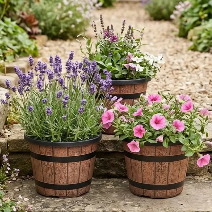 Pot de fleurs en bois simulé L/XL, pots de jardin, conteneurs pour plantes, pots décoratifs, fournitures pour la maison, le jardin, la cour, le patio, la ferme