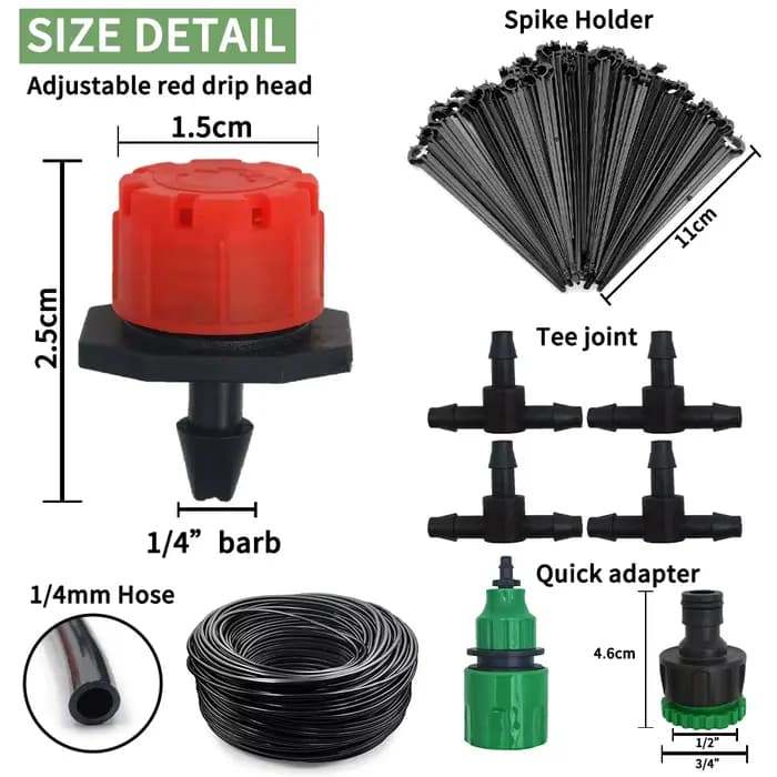 Micro système d'irrigation goutte-à-goutte portable, 20m, arrosage automatique avec goutteurs réglab