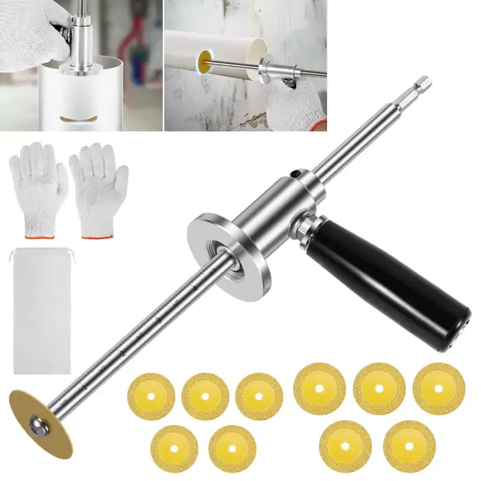 Outil de coupe de tuyaux en PVC en acier inoxydable avec 5/11 lames-poignée ergonomique à profondeur réglable pour une coupe intérieure lisse de plomberie