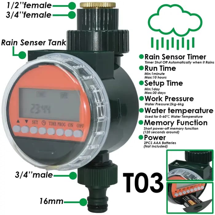 KESLA-Système d'arrosage automatique pour jardin, minuterie, capteur de pluie, LCD solaire, contrôle