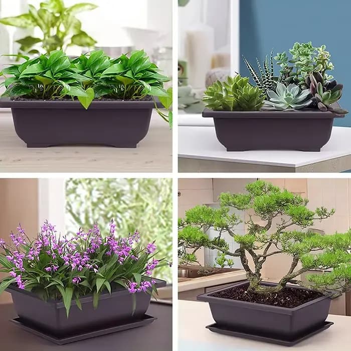 Pots de fleurs Imitation argile violette plantes succulentes Pots extérieur jardin paysage bonsaï Pot plateaux rectangulaire carré jardinière