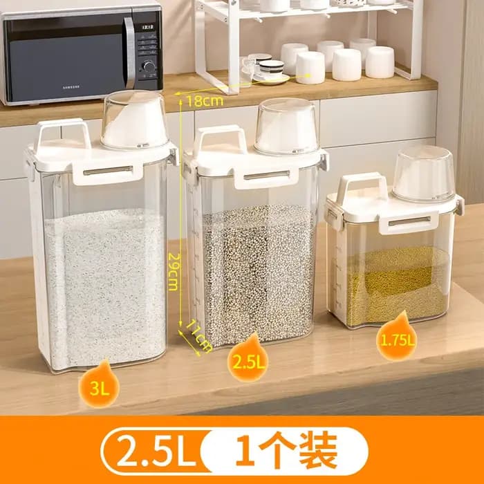 Pot de stockage Transparent 1.75/ 2.5/3L pour céréales