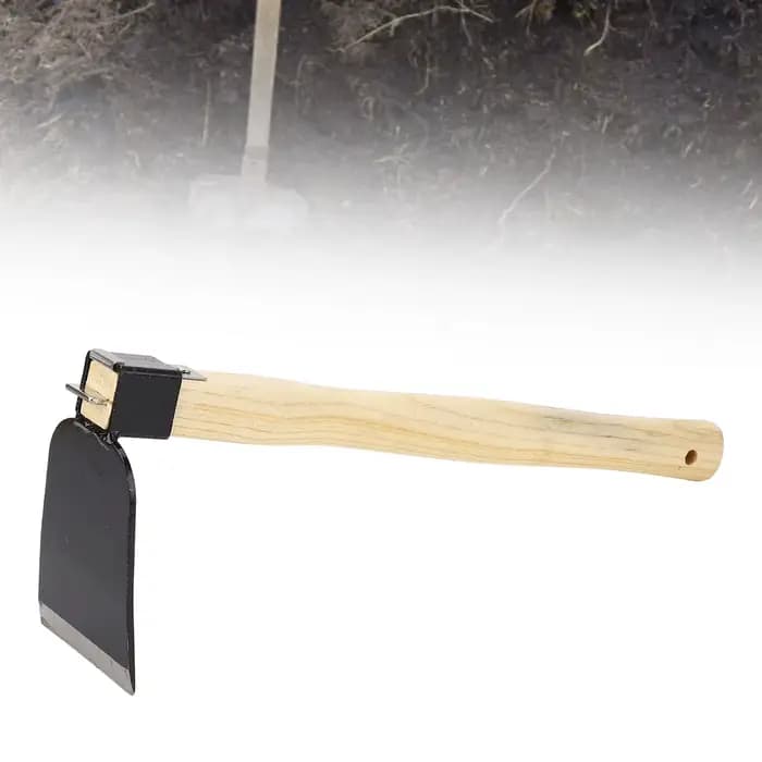 Houe à main de jardinage légère en acier au carbone avec manche ergonomique en bois pour le désherbage domestique