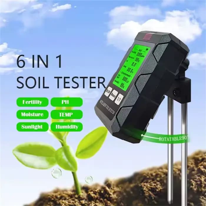 Nouveau 6 en 1 testeur de sol fertilité du sol pH température humidité lumière du soleil détecteur d'humidité de l'air