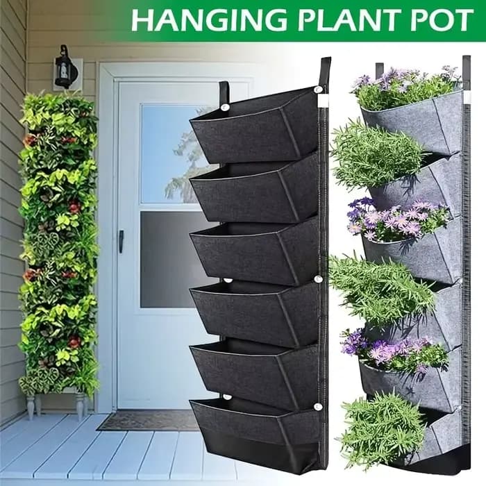 Sacs de plantation en tissu feutre vertical, 6 poches, mur de jardin, confection de plantes vertes v