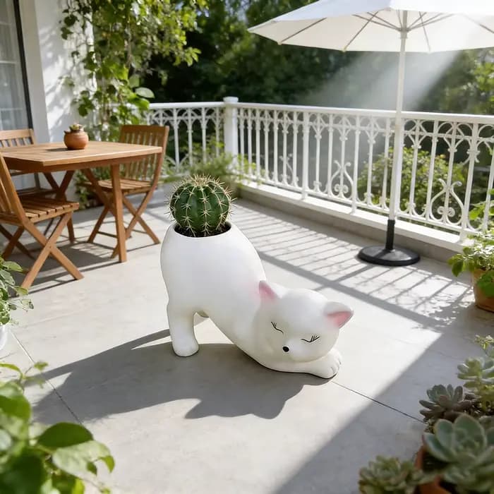 Pot de fleurs créatif en forme de queue de chat mignon de dessin animé pour plantes succulentes et cactus
