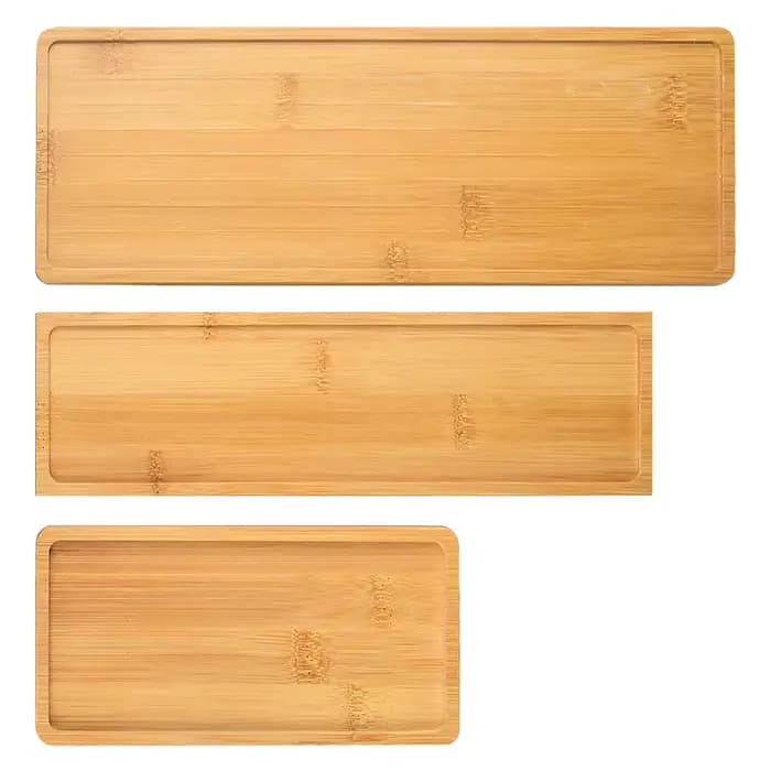Plateau rectangulaire en bambou naturel, plante succulente, soucoupe, comptoir de salle de bains en bois, organisateur de cuisine, décoration de maison pour cosmétiques