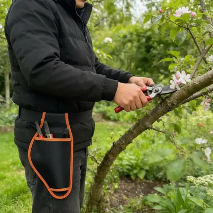 Sacoche de ceinture pour outils de jardin avec cisailles électriques et ciseaux