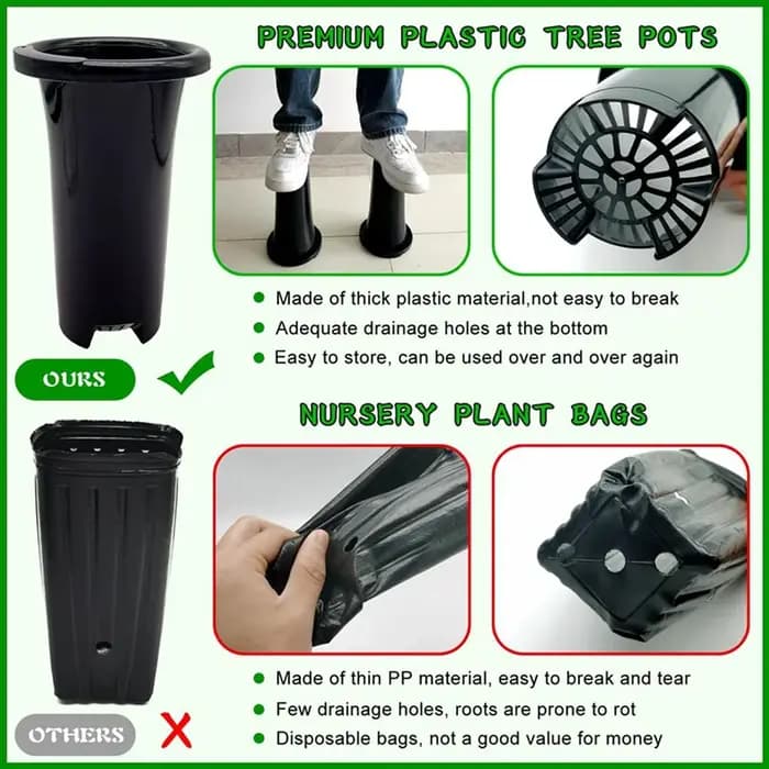 Pots de pépinière en plastique pour plantes profondes AA81-30Pcs, Pots d'arbre hauts et épais et stables, Pots de conteneur de plantes de semis hauts réutilisables, profonds