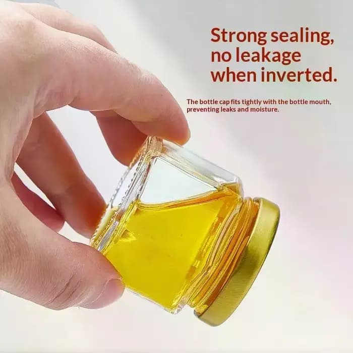Mini pots hexagonaux en verre de 45ML, 3/5 pièces, avec couvercles à vis dorés, étanches, réutilisables, polyvalents, pour le stockage du miel, de la confiture et des épices